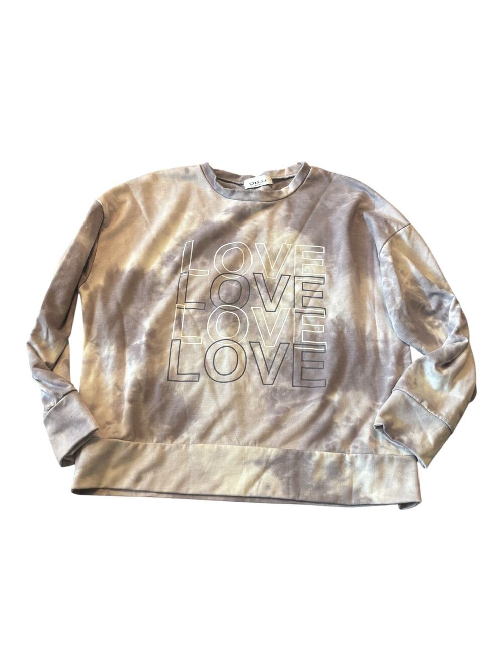 Gilli Sweatshirt Gray Tie Dye LOVE LOVE LOVE Size M
